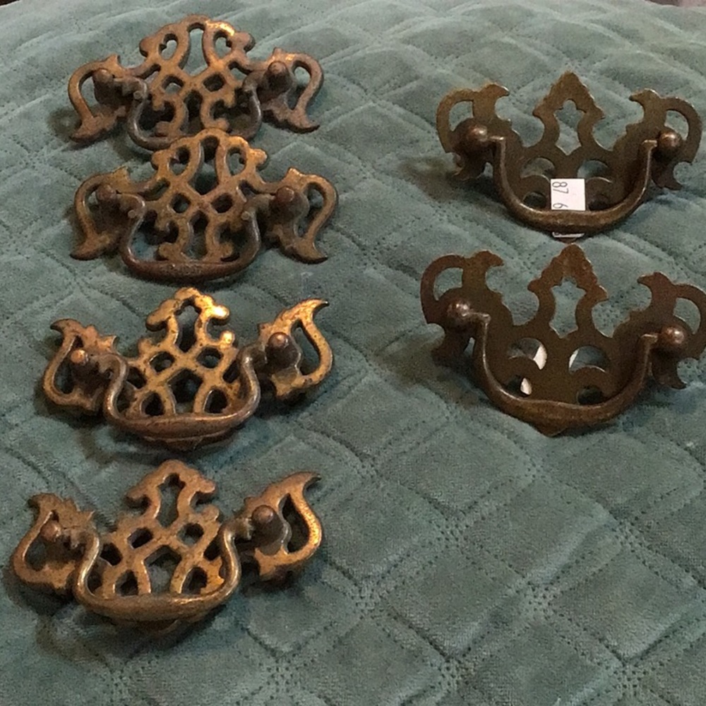 🍋 Antique Victorian Ornate Drawer Drop Pulls Vintage Lot of 6